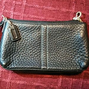 Black leather Coach wristlet